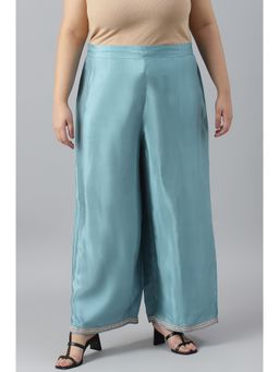 W - Blue Solid Parallel Pant