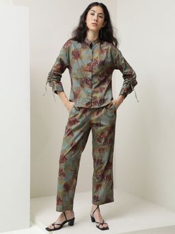 RAREISM - Skyla Printed Olive Shirt