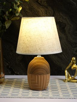 Tayhaa - Brown & White Ceramic Table Lamp