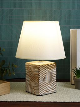 Tayhaa - White & Beige Textured Desk Lamp
