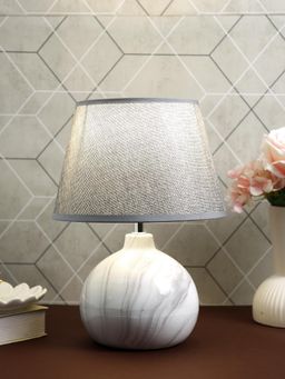 Tayhaa - Grey & White Marble Print Table Lamp