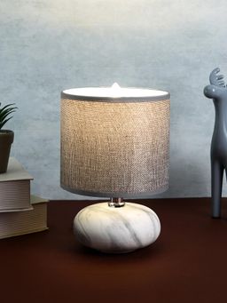 Tayhaa - Grey And White Cylindrical Table Lamp