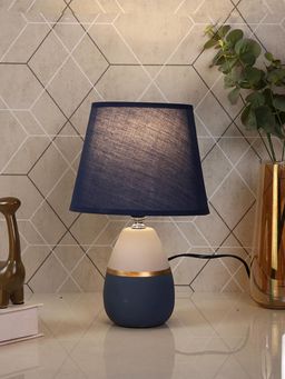 Tayhaa - Blue & White Oval Ceramic Lamp