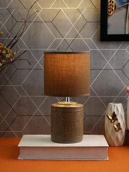 Tayhaa - Circular Brown Textured Table Lamp