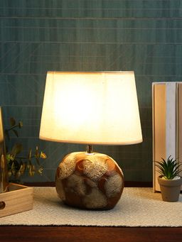 Tayhaa - Cream Wood Design Ceramic Table Lamp