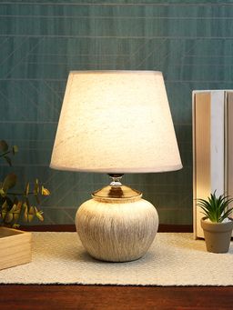 Tayhaa - Cream Round Ceramic Table Lamp