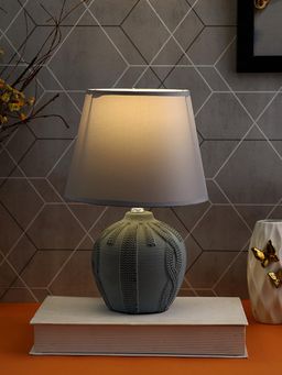 Tayhaa - Grey And Black Woven Ceramic Table Lamp