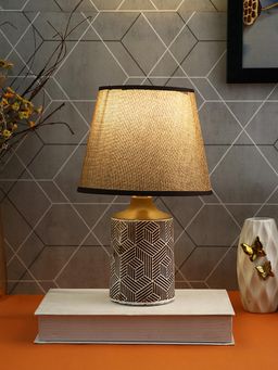 Tayhaa - Brown Carved Ceramic Table Lamp
