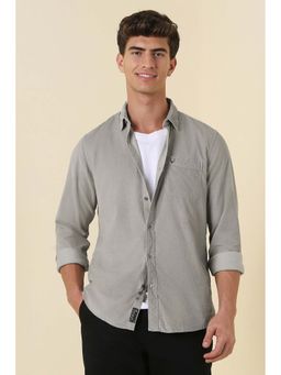 Allen Solly - Grey Custom Fit Solid Full Sleeves Casual Shirt