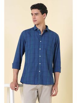 Allen Solly - Blue Custom Fit Checks Full Sleeves Casual Shirt
