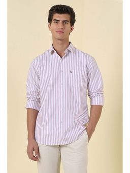 Allen Solly - White Slim Fit Stripe Full Sleeves Casual Shirt