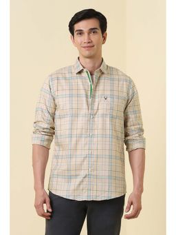 Allen Solly - Beige Checks Full Sleeves Casual Shirt