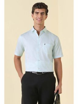 Allen Solly - Light Green Print Half Sleeves Formal Shirt