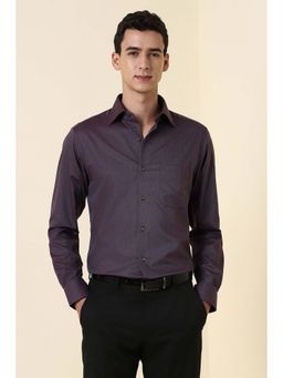 Allen Solly - Purple Textured Full Sleeves Formal Shirt
