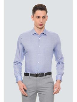 Louis Philippe - Blue Textured Full Sleeves Formal Shirt