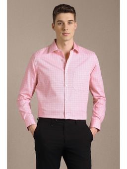 Louis Philippe - Pink Checks Full Sleeves Formal Shirt