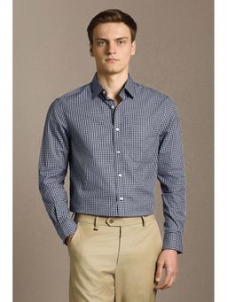 Louis Philippe - Navy Blue Checks Full Sleeves Formal Shirt