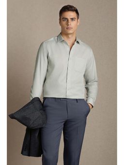 Louis Philippe - Green Textured Full Sleeves Formal Shirt