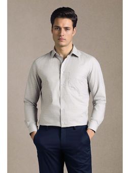 Louis Philippe - Light Grey Textured Full Sleeves Formal Shirt