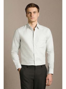 Louis Philippe - Green Stripe Full Sleeves Formal Shirt