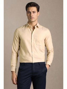 Louis Philippe - Beige Solid Full Sleeves Formal Shirt