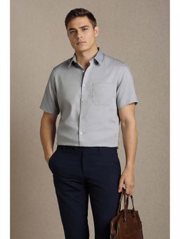 Louis Philippe - Grey Solid Half Sleeves Formal Shirt