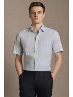 Louis Philippe - Light Blue Textured Half Sleeves Formal Shirt