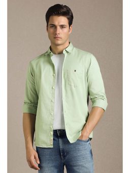 Louis Philippe - Green Solid Full Sleeves Casual Shirt