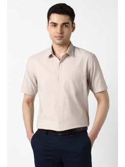 Peter England - Beige Regular Fit Half Sleeves Formal Shirt