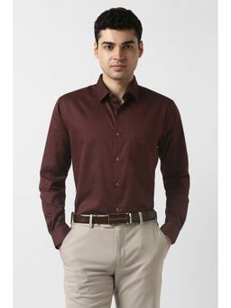 Peter England - Maroon Regular Fit Full Sleeves Formal Shirt