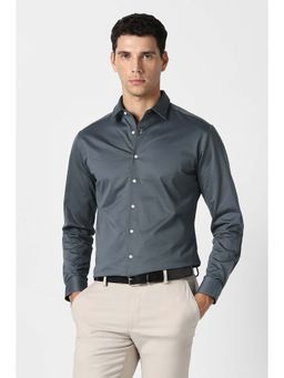 Van Heusen - Grey Solid Full Sleeves Formal Shirt