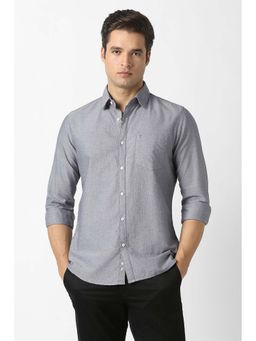 Van Heusen - Grey Textured Full Sleeves Casual Shirt