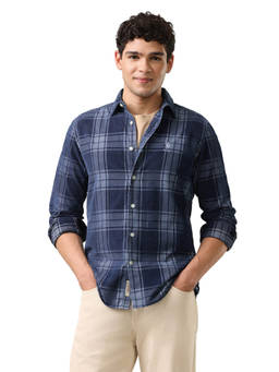 U.S. Polo Assn. Denim Co. - Navy Blue Plaid Checked Corduroy Shirt