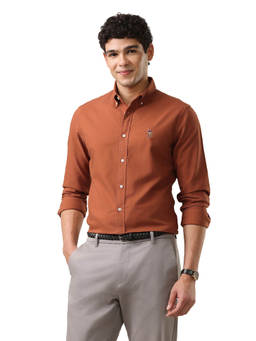 U.S. POLO ASSN. - Orange Oxford Tailored Fit Button-Down Collar Shirt