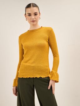 SALT Attire - Ruffled Sleeves Knit Top