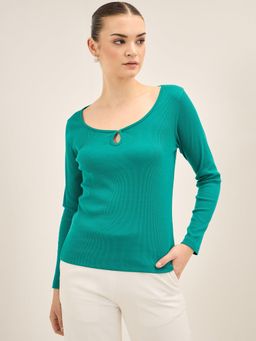 SALT Attire - Keyhole Detail Rib Knit Top
