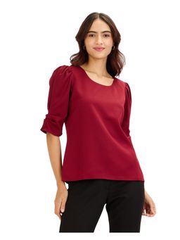 SALT Attire - Maroon Puffed Sleeves Top