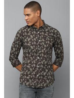 Allen Solly - Men Brown Custom Fit Print Full Sleeves Casual Shirt
