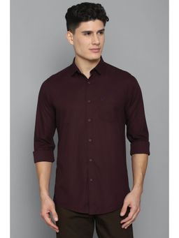 Allen Solly - Men Maroon Slim Fit Solid Full Sleeves Casual Shirt