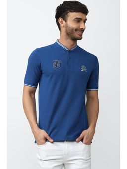 Peter England - Men Blue Print Henley Neck T-Shirt