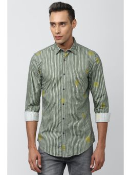 Peter England - Men Olive Super Slim Fit Casual Shirt