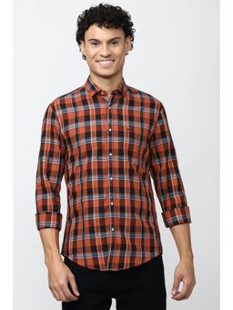 Peter England - Men Orange Super Slim Fit Casual Shirt