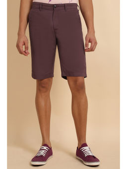 Allen Solly - Men Burgundy Solid Slim Fit Shorts