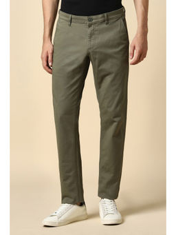 Allen Solly - Men Olive Green Slim Fit Printed Casual Trousers