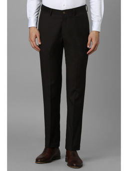 Louis Philippe - Men Brown Regular Fit Solid Flat Front Formal Trousers