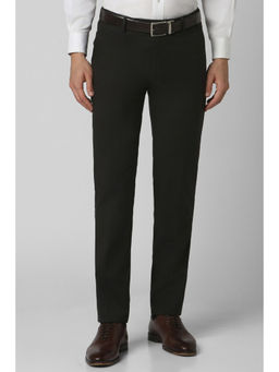 Peter England - Men Black Solid Slim Fit Formal Trousers