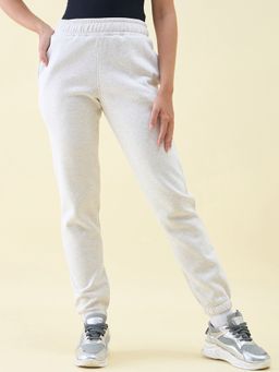 98 Degree North - Women Off White Cotton Solid Joggers