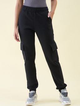 98 Degree North - Women Black Cotton Solid Joggers