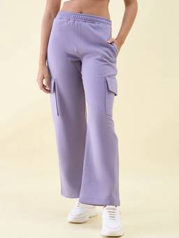 98 Degree North - Women Purple Cotton Solid Trackpant
