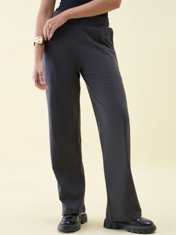 98 Degree North - Women Charcoal Cotton Solid Trackpant